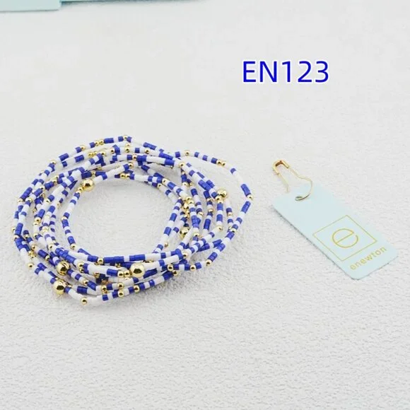 Enewton Purple & White Mixed Glass Bead Bracelet Set